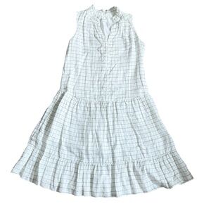 Hudson North White Windowpane The Picnic Linen Tiered Dress US M
